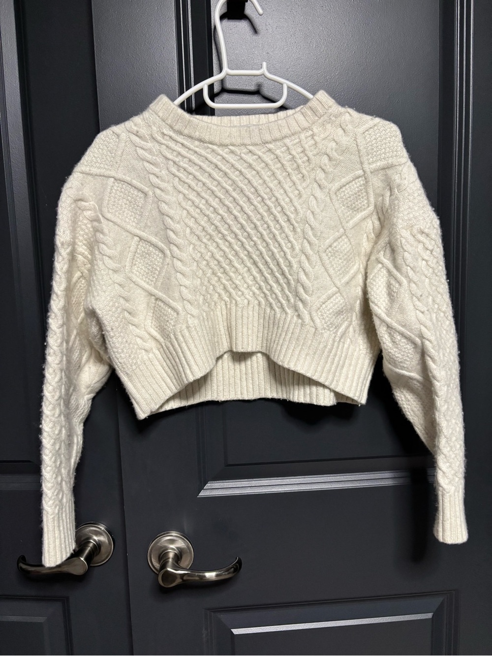 Sunday Best Cream Cable Knit Cropped Merino Wool Sweater